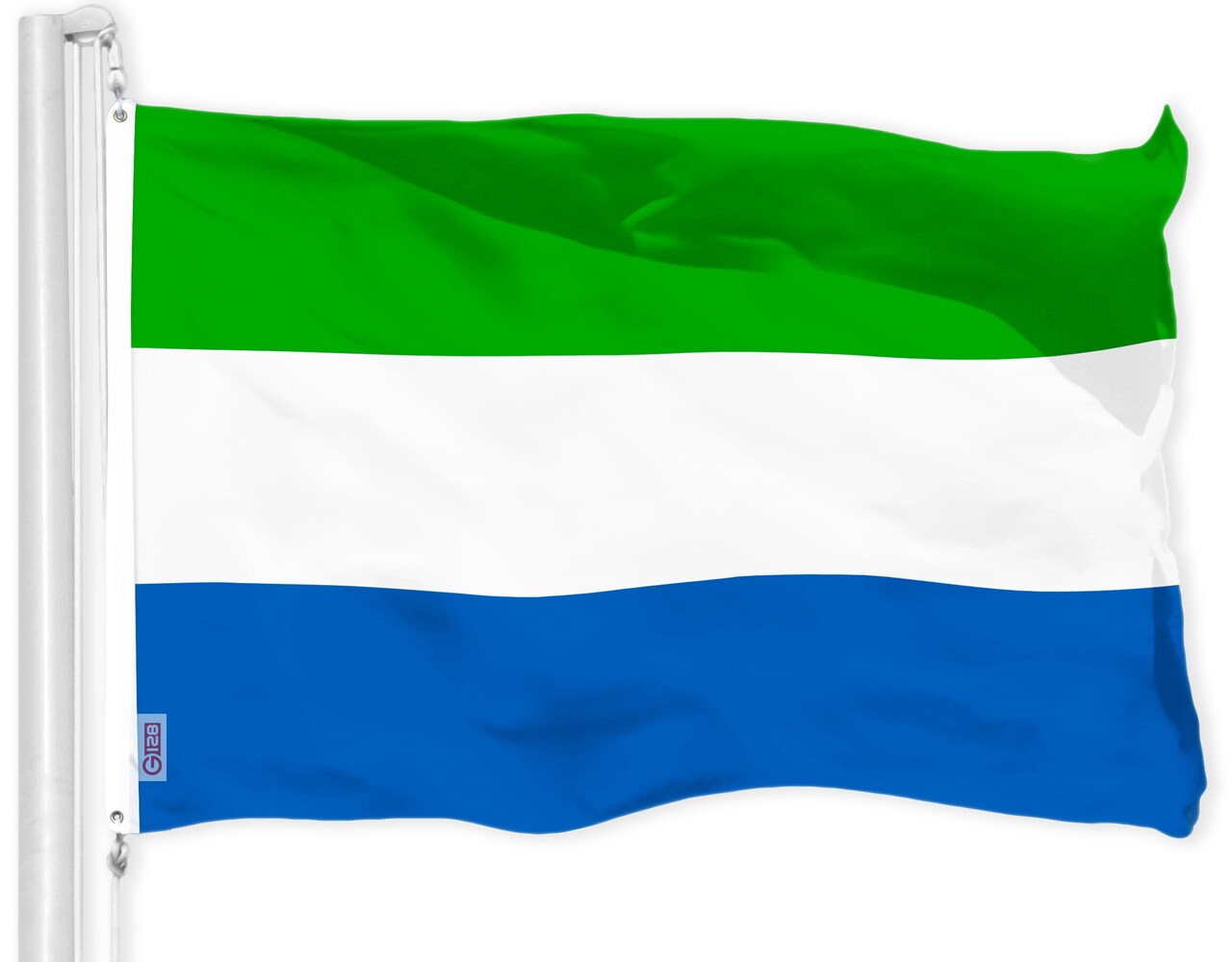 G128 Sierra Leone Sierra Leonean Flag | 3x5 Ft | LiteWeave Pro Series Printed 150D Polyester | Country Flag, Vibrant Colors, Brass Grommets, Thicker and More Durable Than 100D 75D Polyester